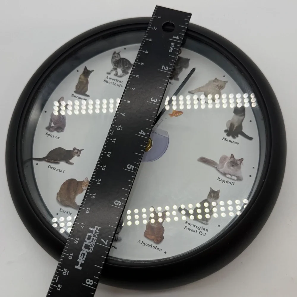 Cat Breeds Wall Clock Black Analog Quartz Feline Pet Lover 8 Inch WORKS